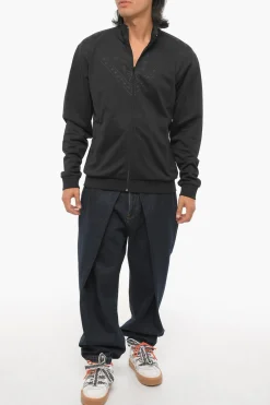 Outlet Felpa in Tinta Unita Motivo Bandana con Chiusura Zip Uomo Felpe