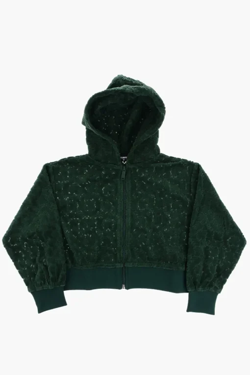 Online Felpa in Velluto di Cotone a Tinta Unita con Logo in Rilievo All-Over Abbigliamento