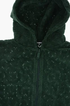 Online Felpa in Velluto di Cotone a Tinta Unita con Logo in Rilievo All-Over Abbigliamento