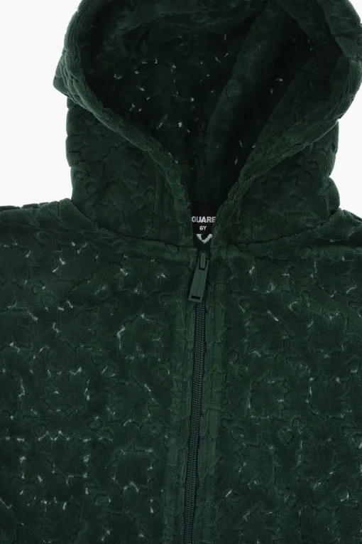 Online Felpa in Velluto di Cotone a Tinta Unita con Logo in Rilievo All-Over Abbigliamento