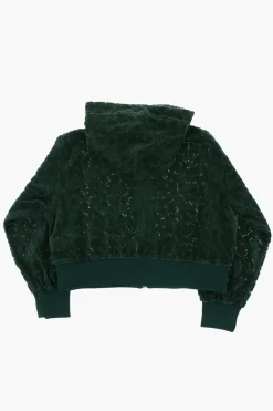 Online Felpa in Velluto di Cotone a Tinta Unita con Logo in Rilievo All-Over Abbigliamento