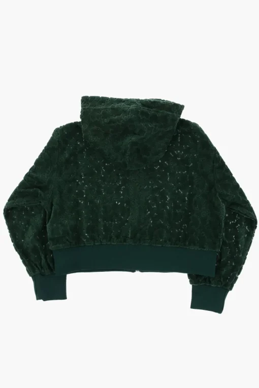 Online Felpa in Velluto di Cotone a Tinta Unita con Logo in Rilievo All-Over Abbigliamento