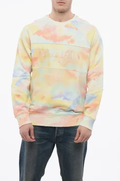 Felpa Logata con Dettagli Distressed>Balmain Online