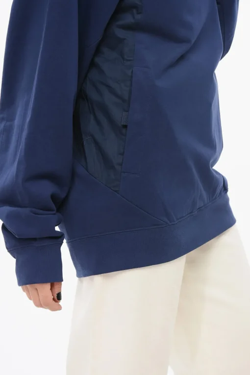 Fashion Felpa Mock Neck in Misto Cotone con Half Zip Donna Felpe