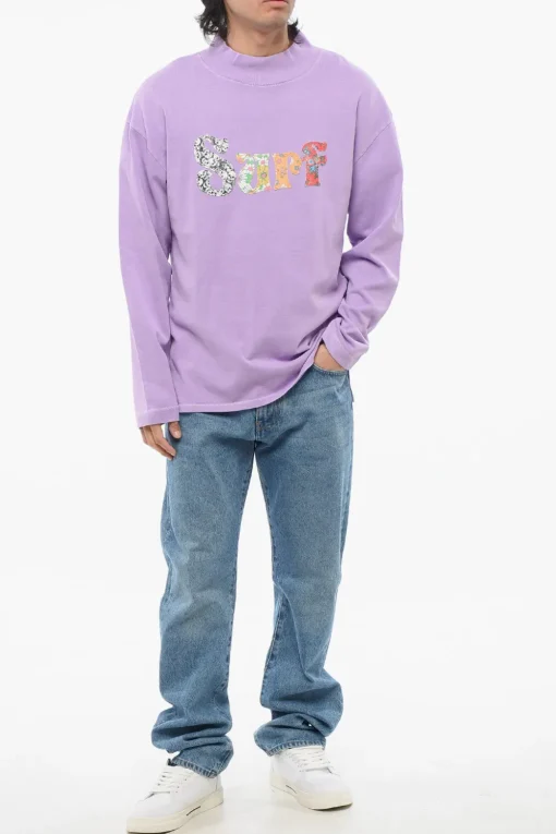 Best Felpa Mock-Neck in Tinta Unita con Patch a Contrasto Uomo Felpe