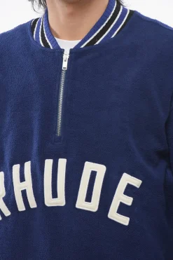 Felpa Varsity in Cotone Spugnato con Mezza Zip></noscript>Rhude Online