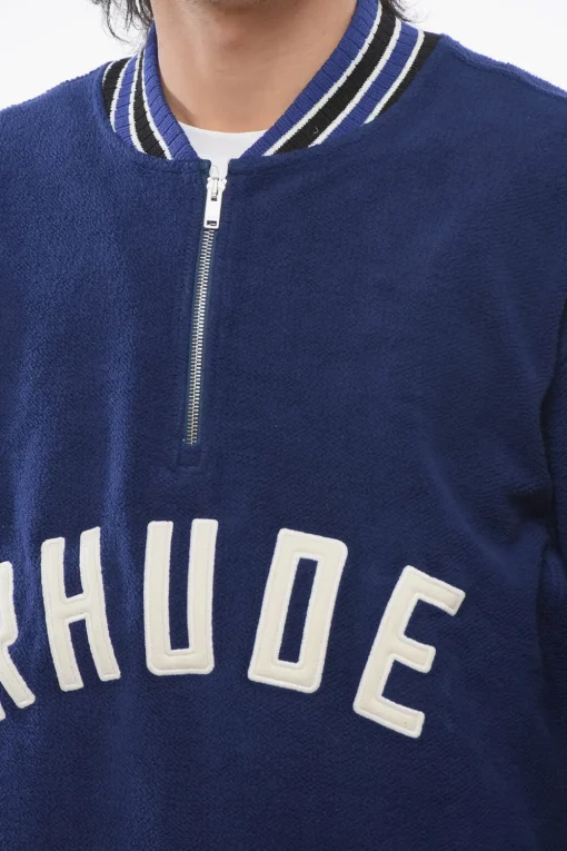 Felpa Varsity in Cotone Spugnato con Mezza Zip>Rhude Online
