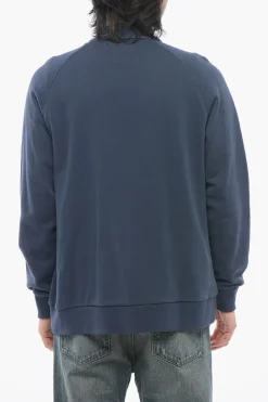 Clearance Felpa Zip-up in Cotone Garzato con Tasche a Toppa Uomo Felpe