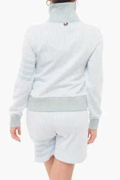 Outlet Felpa Zip-up in Misto Seta Motivo Awning Donna Felpe