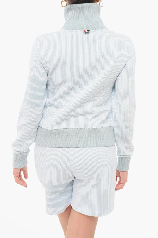 Outlet Felpa Zip-up in Misto Seta Motivo Awning Donna Felpe