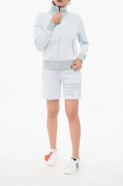 Outlet Felpa Zip-up in Misto Seta Motivo Awning Donna Felpe