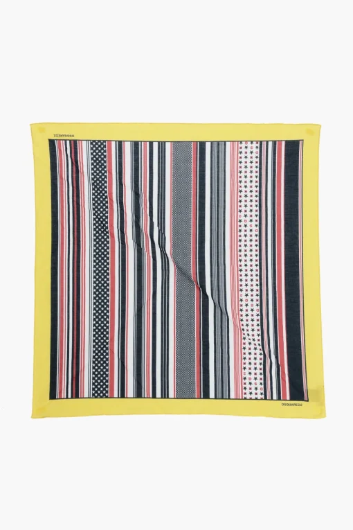 Foulard in Cotone a Righe con Stampa Stelle>Dsquared2 Outlet