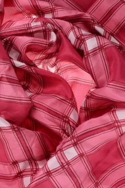 Outlet Foulard in Seta a Quadri con Nappine Donna Sciarpe E Foulard