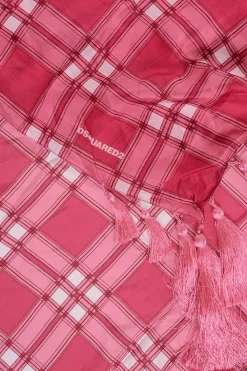 Outlet Foulard in Seta a Quadri con Nappine Donna Sciarpe E Foulard
