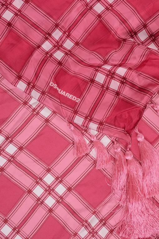 Outlet Foulard in Seta a Quadri con Nappine Donna Sciarpe E Foulard