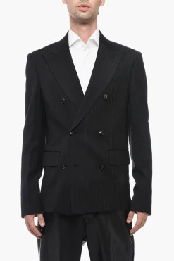 Clearance Giacca a Doppiopetto in Lurex con Tasche ad Aletta Uomo Giacche