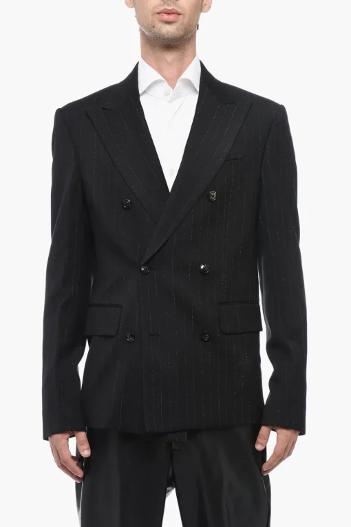 Clearance Giacca a Doppiopetto in Lurex con Tasche ad Aletta Uomo Giacche
