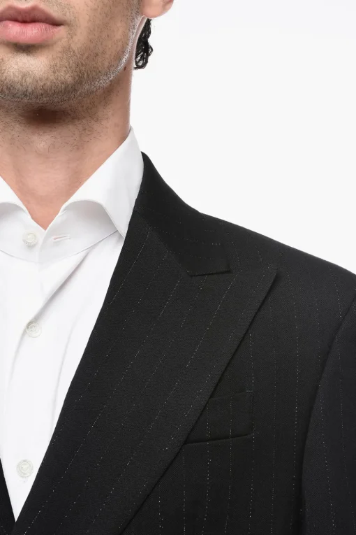 Clearance Giacca a Doppiopetto in Lurex con Tasche ad Aletta Uomo Giacche