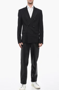Clearance Giacca a Doppiopetto in Lurex con Tasche ad Aletta Uomo Giacche