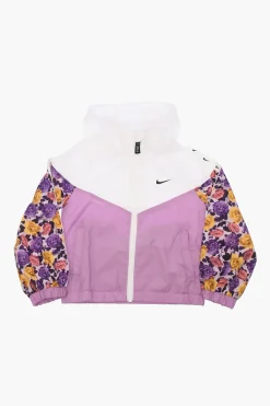 Fashion Giacca a Vento con Cappuccio e dettagli a fiori Abbigliamento