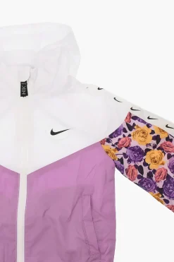 Fashion Giacca a Vento con Cappuccio e dettagli a fiori Abbigliamento