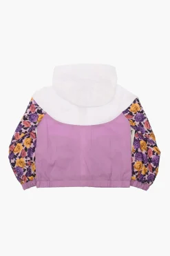Fashion Giacca a Vento con Cappuccio e dettagli a fiori Abbigliamento