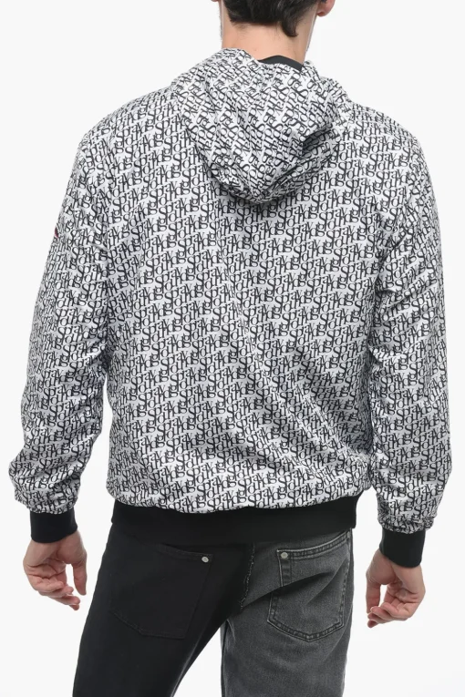 Fashion Giacca a Vento con Cappuccio e Stampa Logo Uomo Giubbotti