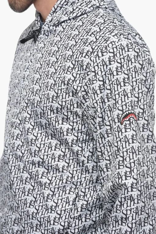 Fashion Giacca a Vento con Cappuccio e Stampa Logo Uomo Giubbotti