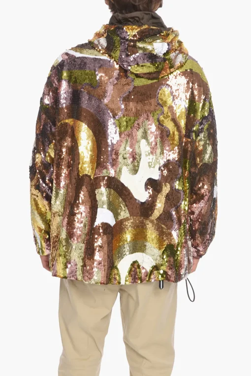 Giacca A Vento Imbottita Con Cappuccio Ricoperta Di Paillettes>Dsquared2 New