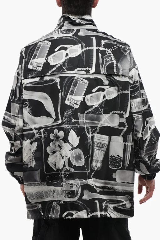Giacca a Vento XRAY in Nylon con Cappuccio Removibile>Off-White Fashion