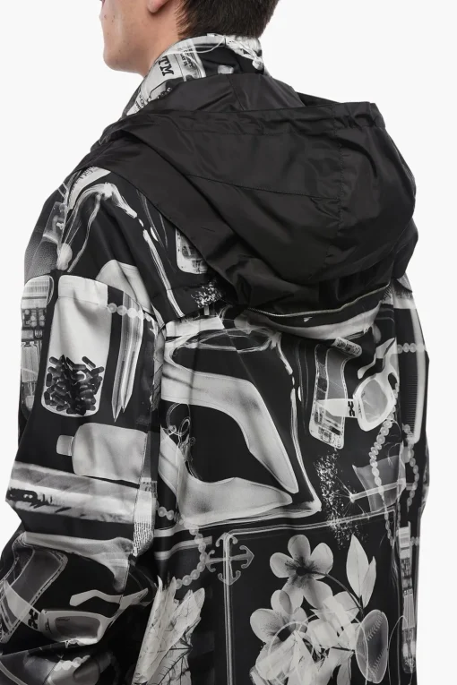 Giacca a Vento XRAY in Nylon con Cappuccio Removibile>Off-White Fashion