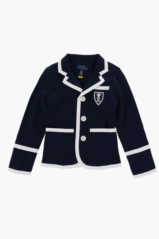 Clearance Giacca 3-Bottoni in Cotone con Bordi a Contrasto e Taschino Abbigliamento