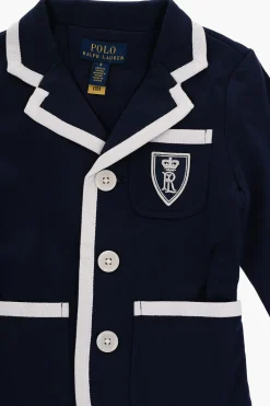 Clearance Giacca 3-Bottoni in Cotone con Bordi a Contrasto e Taschino Abbigliamento