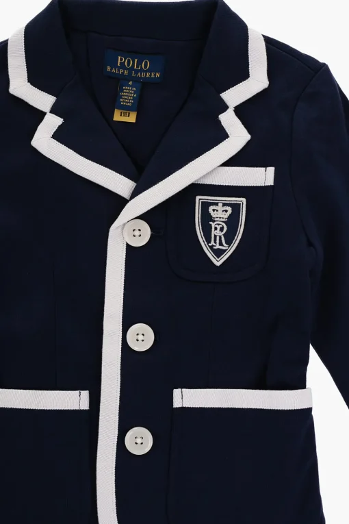 Clearance Giacca 3-Bottoni in Cotone con Bordi a Contrasto e Taschino Abbigliamento