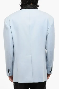 Outlet Giacca Oversize A 1 Bottoni in Cottone con Rever in Strass Uomo Giacche