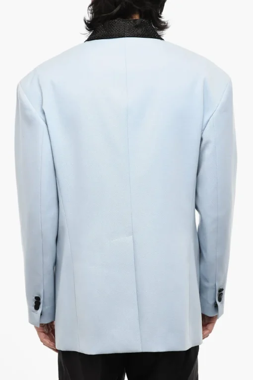Outlet Giacca Oversize A 1 Bottoni in Cottone con Rever in Strass Uomo Giacche