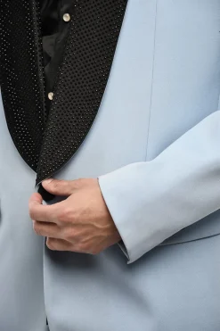 Outlet Giacca Oversize A 1 Bottoni in Cottone con Rever in Strass Uomo Giacche