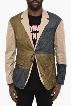 Clearance Giacca Sfoderata a 2 Bottoni Color Block Uomo Giacche