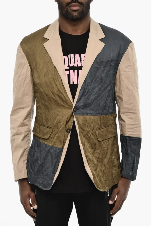 Clearance Giacca Sfoderata a 2 Bottoni Color Block Uomo Giacche