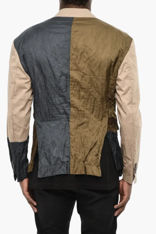 Clearance Giacca Sfoderata a 2 Bottoni Color Block Uomo Giacche