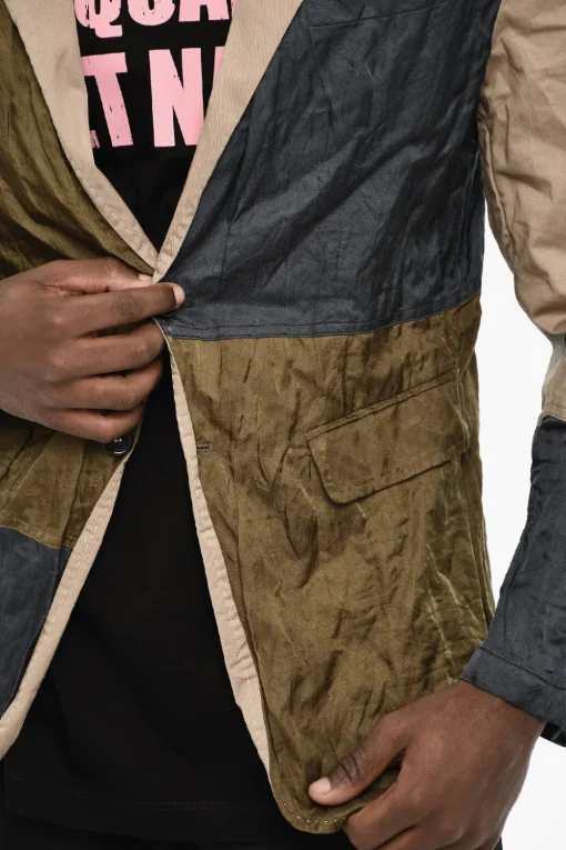 Clearance Giacca Sfoderata a 2 Bottoni Color Block Uomo Giacche
