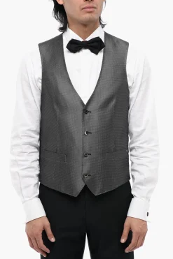 Best Gilet ACADEMY CERIMO in Seta Ricamato con 4 Bottoni Uomo Giacche