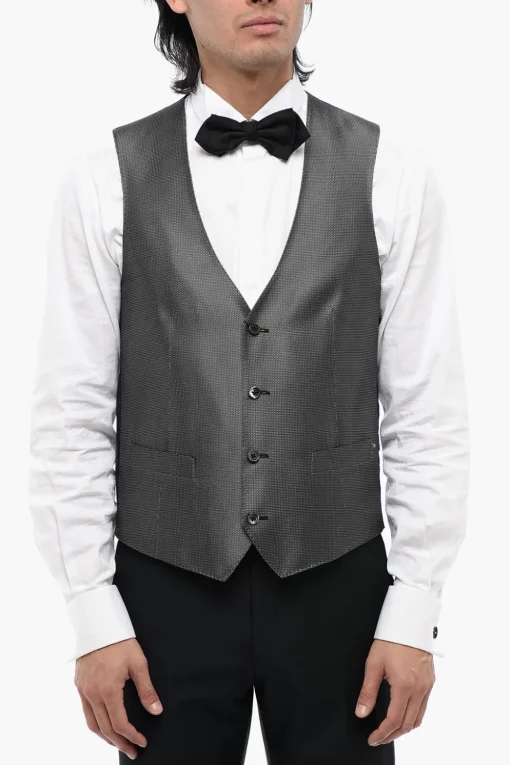 Best Gilet ACADEMY CERIMO in Seta Ricamato con 4 Bottoni Uomo Giacche