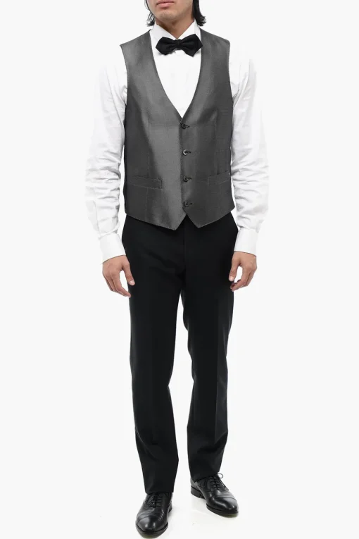 Best Gilet ACADEMY CERIMO in Seta Ricamato con 4 Bottoni Uomo Giacche