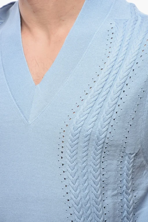 Gilet Cable Knit in Misto Cotone con Collo a V>Viktor & Rolf Sale