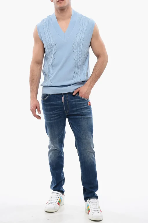 Gilet Cable Knit in Misto Cotone con Collo a V>Viktor & Rolf Sale