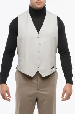 Online Gilet In Lana 5 Bottoni Con Tasche A Filo Uomo Giacche