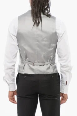 Fashion Gilet In Lana 5 Bottoni Con Tasche A Filo Uomo Giacche