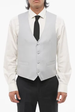 Outlet Gilet In Lana 4 Bottoni Con Tasca A Filo Uomo Giacche