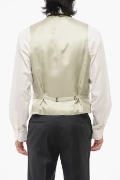 Outlet Gilet In Lana 4 Bottoni Con Tasca A Filo Uomo Giacche